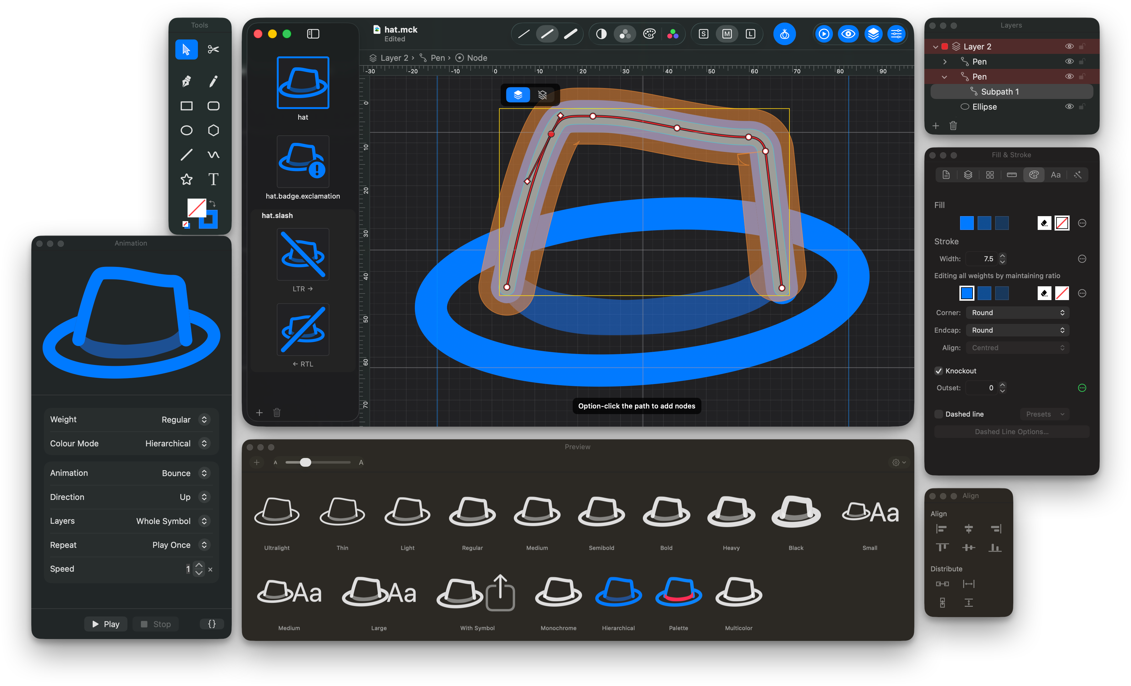 McKinley editing a custom SF Symbol