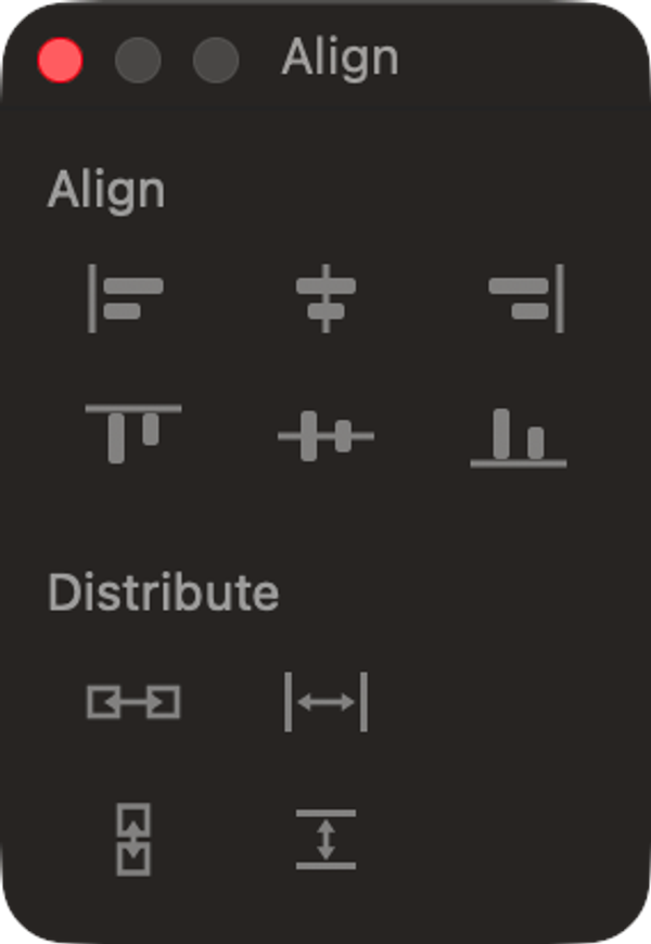 The Align palette: aligning and distributing objects.