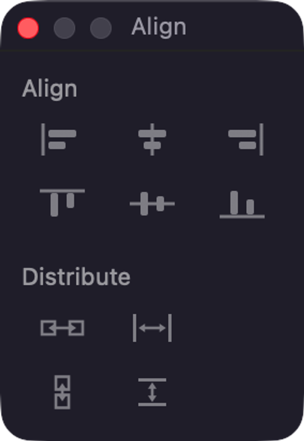 The Align palette: aligning and distributing objects.