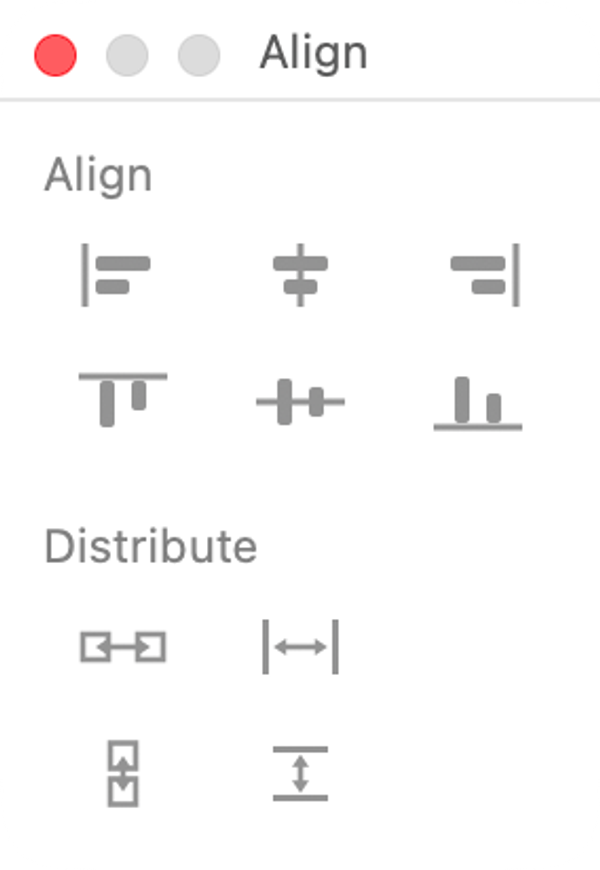 The Align palette: aligning and distributing objects.